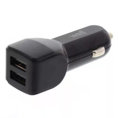 Alimentator USB bricheta auto 2 iesiri 2.4A negru Well foto