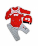 Set body, pantaloni si caciulita raci rosu bebelusi bumbac 3-9 luni, Miniworld