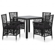 Set mobilier de exterior, 5 piese, negru, poliratan GartenMobel Dekor