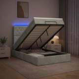 Cumpara ieftin Pat Ottoman cu Saltea si LED Gri deschis 120 x 190 cm Catifea