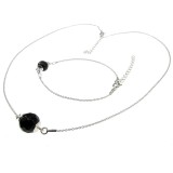 Set argint colier si bratara cu onix natural fatetat