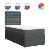 Cumpara ieftin Pat box spring cu saltea, gri inchis, 80x200 cm, textil