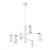 Candelabru Lemmi Alb Din Oțel Cu 6 Becuri Tub Moderne De Interior