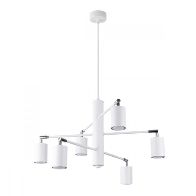 Candelabru Lemmi Alb Din Oțel Cu 6 Becuri Tub Moderne De Interior foto