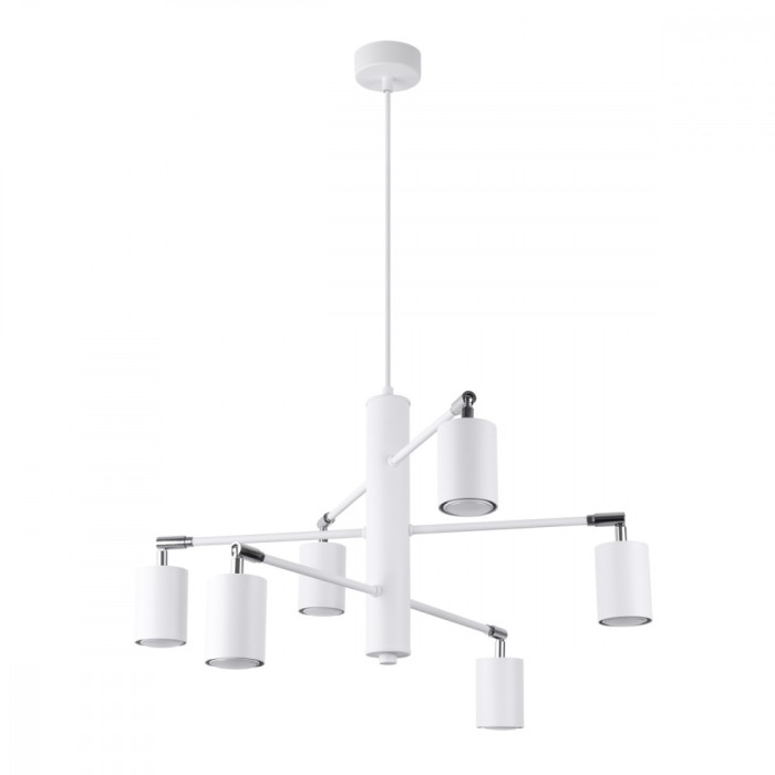 Candelabru Lemmi Alb Din Oțel Cu 6 Becuri Tub Moderne De Interior