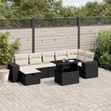 Set mobilier de gradina cu perne, 8 piese, negru, poliratan GartenMobel Dekor, vidaXL