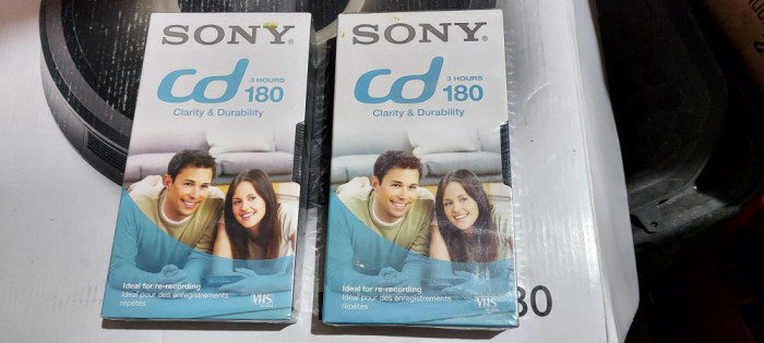 CASETA VIDEO Sony CD Clarity &amp; Durability 180 VHS , 2 BUCATI SIGILATE
