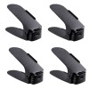 Set 4 buc, Suport antiderapant si ajustabil pentru depozitare o pereche de incaltaminte, PP, 6&amp;#215;25.5&amp;#215;11/17 cm, Negru