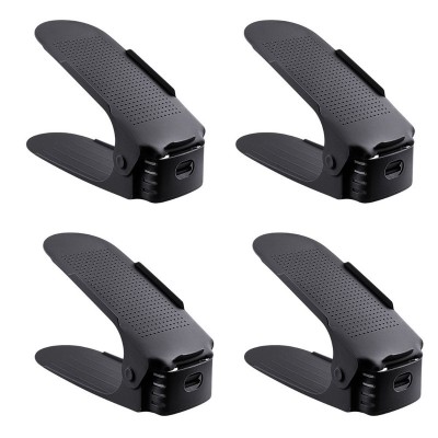 Set 4 buc, Suport antiderapant si ajustabil pentru depozitare o pereche de incaltaminte, PP, 6x25.5x11/17 cm, Negru foto