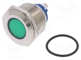 Lampă LED plată verde 24VDC 24VAC &Oslash;22mm cu şurub NINIGI