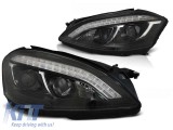 Set de faruri de tuning potrivit pentru Mercedes S-Class W221 2005-2009 cu baza neagra, stanga si dreapta Performance AutoTuning