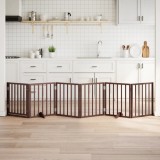 vidaXL Poartă c&acirc;ini pliabilă cu ușă 6 panouri maro, 300 cm, lemn plop