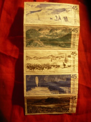 Straif Serie Suedia 1970 - Turism , 5 val.fara guma din carnet de prezentare fil foto