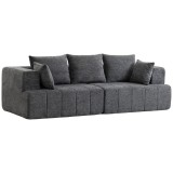 HOMCOM Canapea 3 locuri din chenille 248 cm, canapea living modernă, șezut lat tapitat, perne cu arcuri, gri | Aosom Romania