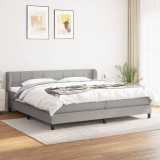 Gossi pat box spring cu saltea, gri deschis, 200x200 cm, textil