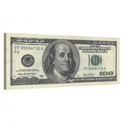Tablou Canvas, Tablofy, 100 Dollar Bill, Printat Digital, 120 &amp;times; 50 cm foto