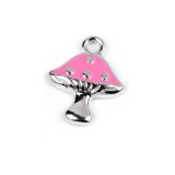 Pandantiv decorativ metalic 12 x 15 mm Ciupercuta roz, Crisalida