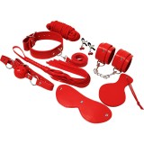 Set BDSM Experience, 8 piese, piele ecologica, rosu