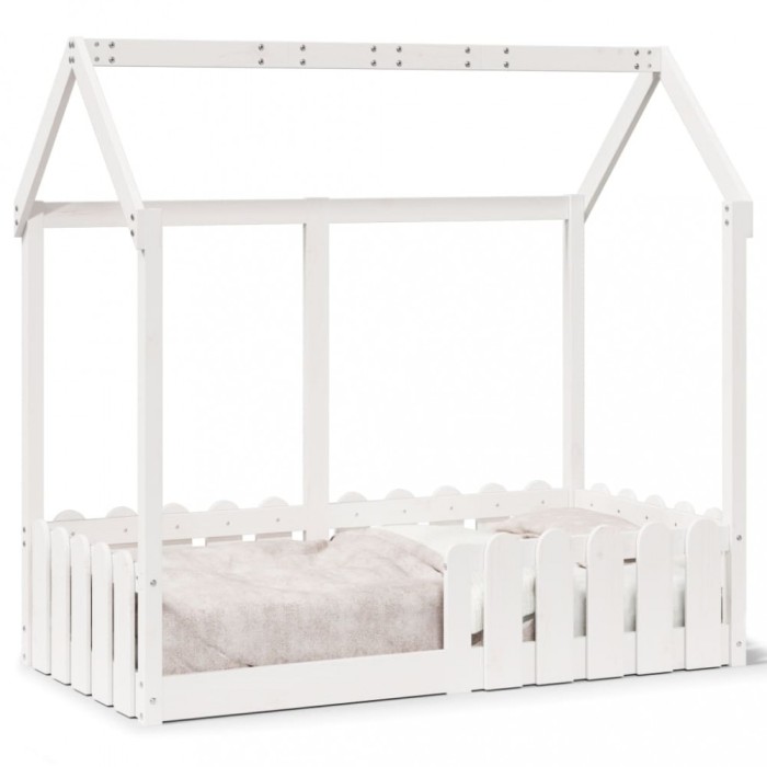 Gossi cadru pat tip casa pentru copii alb 70x140 cm lemn masiv de pin
