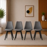 Set 4 scaune bucatarie si living Artool Mark grafit cu picioare negre