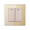 Intrerupator Dublu Cap Scara Cu Panou Din Sticla Securizata Techstar&reg; TGS 01, 220V, 16A, 86 X 86 Mm, Auriu, cu 2 Module