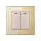 Intrerupator Dublu Cap Scara Cu Panou Din Sticla Securizata Techstar&reg; TGS 01, 220V, 16A, 86 X 86 Mm, Auriu, cu 2 Module