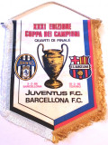 Fanion meci fotbal JUVENTUS TORINO - FC BARCELONA (CCE sferturi de finala 1986)
