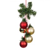 Ghirlandă Decorativă Crăciun, Model 6 Globuri, Culoare Auriu-Roșu, Dimensiune 38cm, Material Plastic