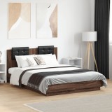 Cumpara ieftin Cadru de pat cu tăblie, stejar maro, 135x190 cm, lemn prelucrat
