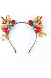Bandă de cap cu coarne de Crăciun, flori, ciorchini de fructe, accesorii pentru păr cu reni, Par