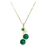 Colier Argint 925 placat aur cu agat verde smarald Cherry, Marak&amp;ograve;, 40-47cm, Made in Italy