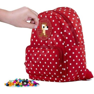 Pixie - Rucsac rosu cu buline roz foto