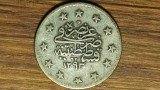 Imperiul Otoman - moneda de colectie raruta - 2 kurus 1891 sau 1293/20 argint 830 - Abdul Hamid II cu "el-Ghazi" - piesa de istorie !