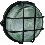 Aplică rotundă neagră 100W cu grilaj de protecție din plastic, UNITEC