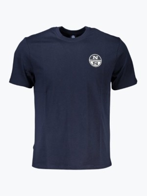 Tricou barbati cu decolteu la baza gatului si logo bleumarin inchis, S foto