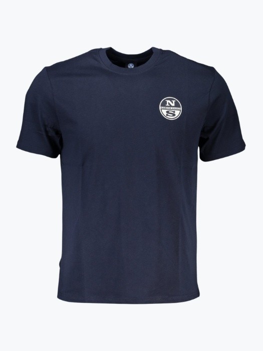Tricou barbati cu decolteu la baza gatului si logo bleumarin inchis, S