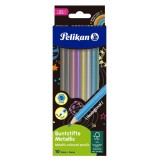 Set 10 creioane colorate metalizate, Herlitz, Hexagonale 3 mm