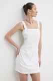 Abercrombie &amp; Fitch rochie din in culoarea alb, mini, mulata