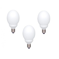 SET 3 becuri fluorescent Panasonic, soclu E27, putere 18W, forma oval, lumina alb rece, alimentare 220 - 240 V, "EFG18E65HD-3" (timbru verde 1.35 lei)