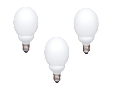 SET 3 becuri fluorescent Panasonic, soclu E27, putere 18W, forma oval, lumina alb rece, alimentare 220 - 240 V, &amp;quot;EFG18E65HD-3&amp;quot; (timbru verde 1.35 lei) foto