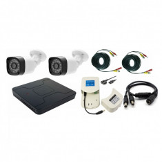 Kit 2 camere supraveghere 2MP Full HD 1080p, Exterior + DVR 4 canale 5MP + Sursa + Cablu + Cablu splitter foto