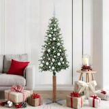 VidaXL Brad de Crăciun subțire cu 300 LED Verde și alb 180 cm 3394902