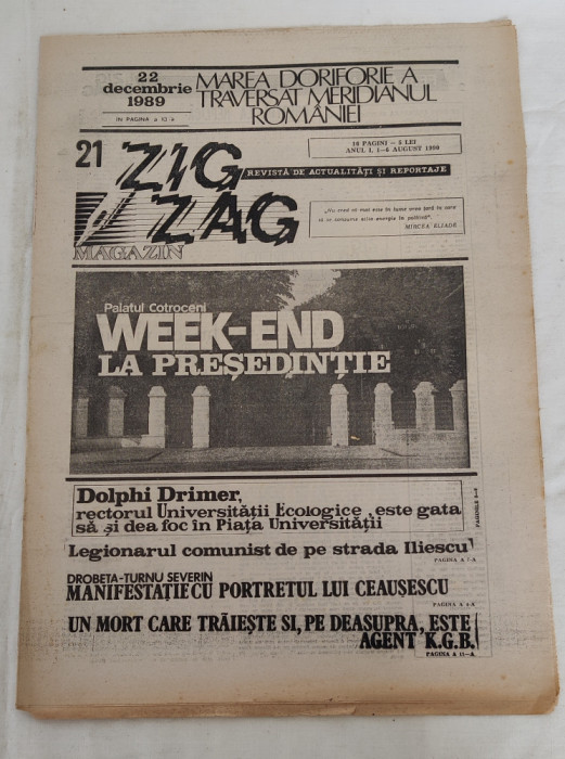 ZIG ZAG Magazin (1-6 august 1990) Anul 1, nr. 21