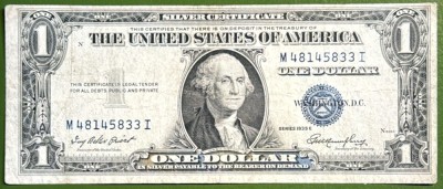 1 DOLLAR 1935 ,,SILVER CERTIFICATE&amp;quot; STATELE UNITE/ SIGILIU ALBASTRU (BLUE SEAL)! foto