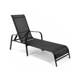 Șezlong de grădină Denver cu cadru metalic negru