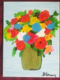 TABLOU PE PANZA CU SASIU NOU 30 X 40 CM VAS CU FLORI