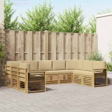 vidaXL Set de canapele de exterior 9 pcs Alb și Bej 3392518