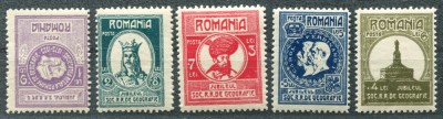 1927 , Romania , Lp 75 , 50 de ani de la infiintarea Societatii Romane de Geografie - MNH foto