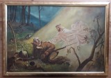 Cumpara ieftin &bdquo;Ostaş murind&rdquo; &ndash; pictură de Liviu Rusan (1931-1981), Scene gen, Ulei, Realism