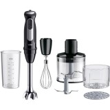 Mixer vertical Braun MQ55254M, 1000 W, 25 trepte viteza, Functie Turbo, Tocator SizeControl 500 ml, Pahar gradat 600 ml, Tel, Negru/Inox